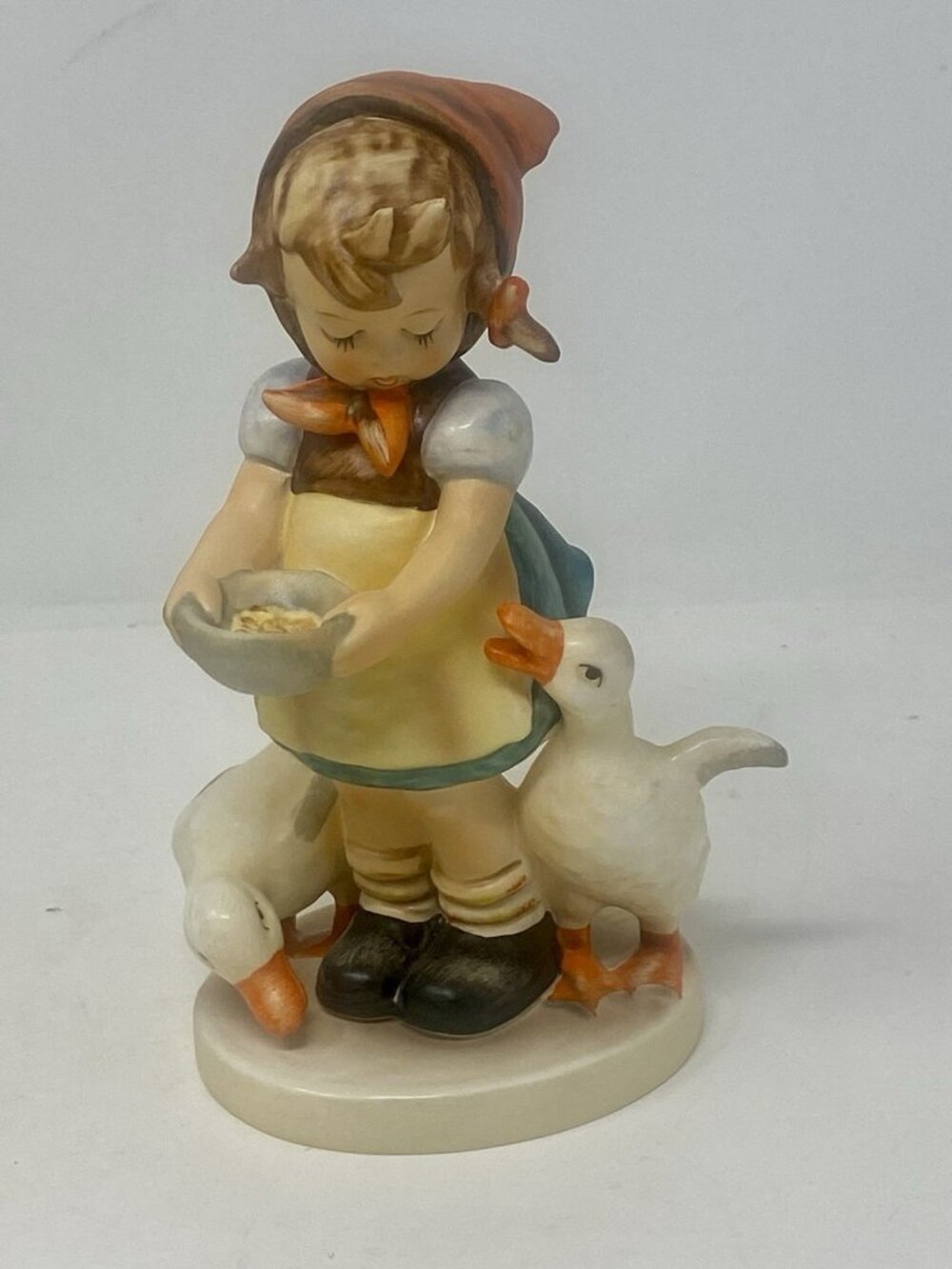 Goebel Hummel Be Patient # 197 TMK4 Figurine Germany Girl Feeding Geese Signed